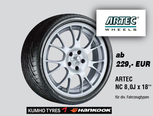 ARTEC NC – Komplettrad mit Markenreifen von Kumho oder Hankook ab 229,-EUR