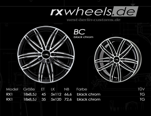 RX Wheels - BC - black chrome - Alufelge