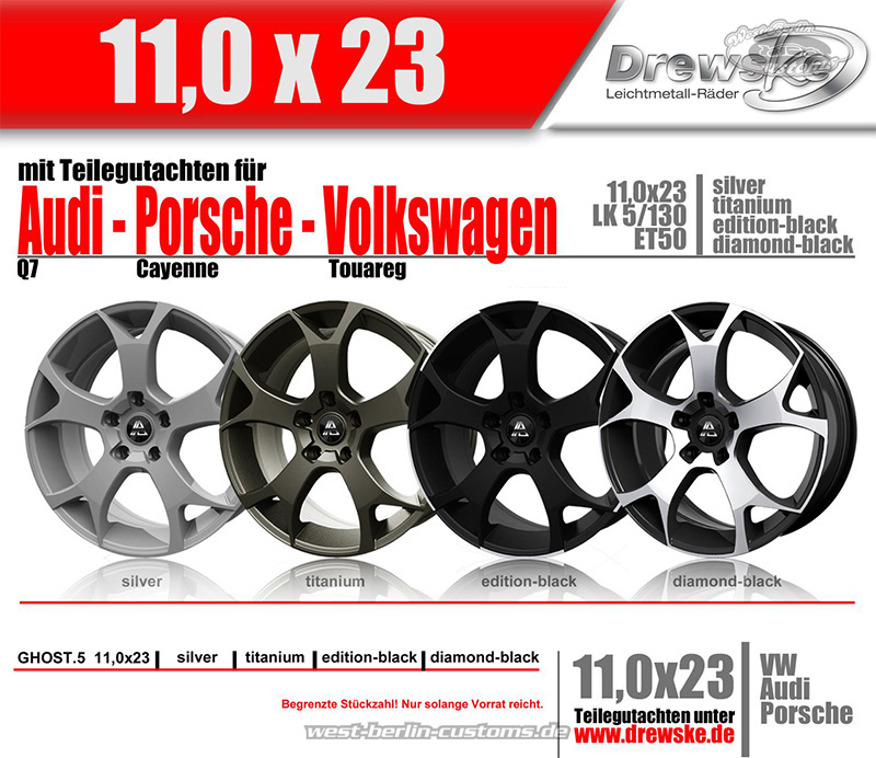 Felge – Drewske GHOST in 11x23Zoll mit Teilegutachten für Audi, Porsche, Volkswagen