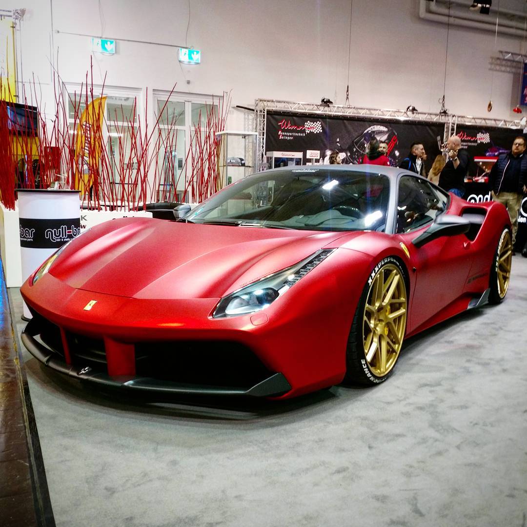 Black, red and gold are the German colors. ?? And this combination seems to be a beautiful color scheme for a bagged Ferrari 488. I’m not sure about a lot of people realizing this combination @essenmotorshow 2017. But this might be my favorite car at the show